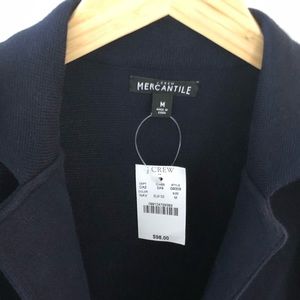 NWT Navy J Crew Cotton Sweater Jacket Blazer Med.